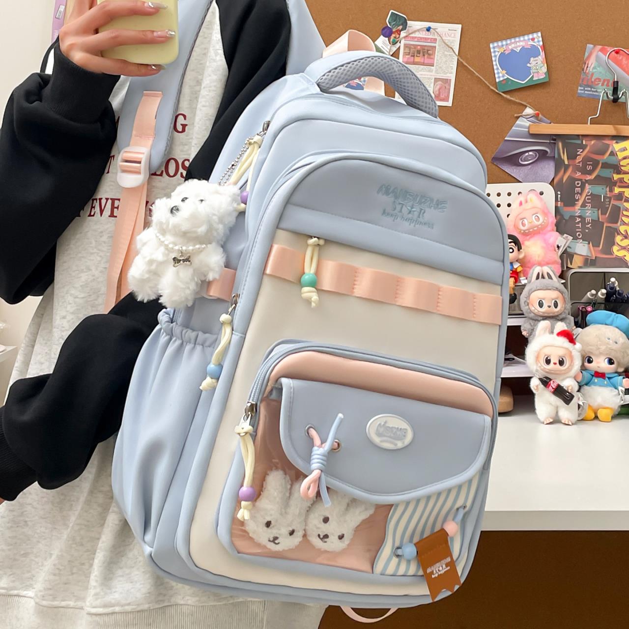 高颜值多巴胺书包女初中小学生