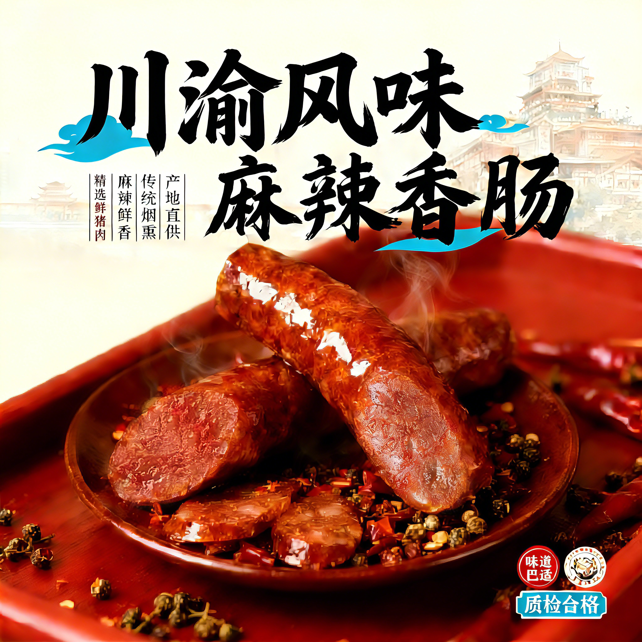 [新店半价赚人气]麻辣香肠纯猪肉灌装四川风味腊肠原味香肠,粮油调味/速食/干货/烘焙,香肠/腊肠/烤肠,淘宝优惠券,粉丝福利购,淘宝优惠卷