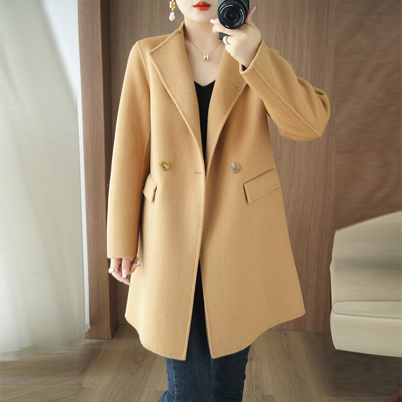 全羊毛双面呢大衣女士中长款高级感2025秋冬新款修身显瘦毛呢外套