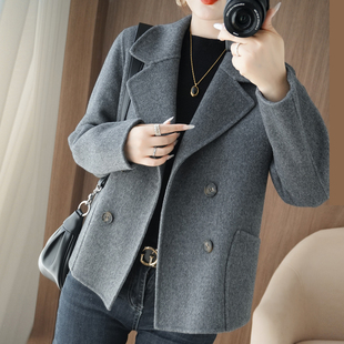 高端手工双面绒大衣女2025年秋冬新款小个子全羊毛双面呢外套短款