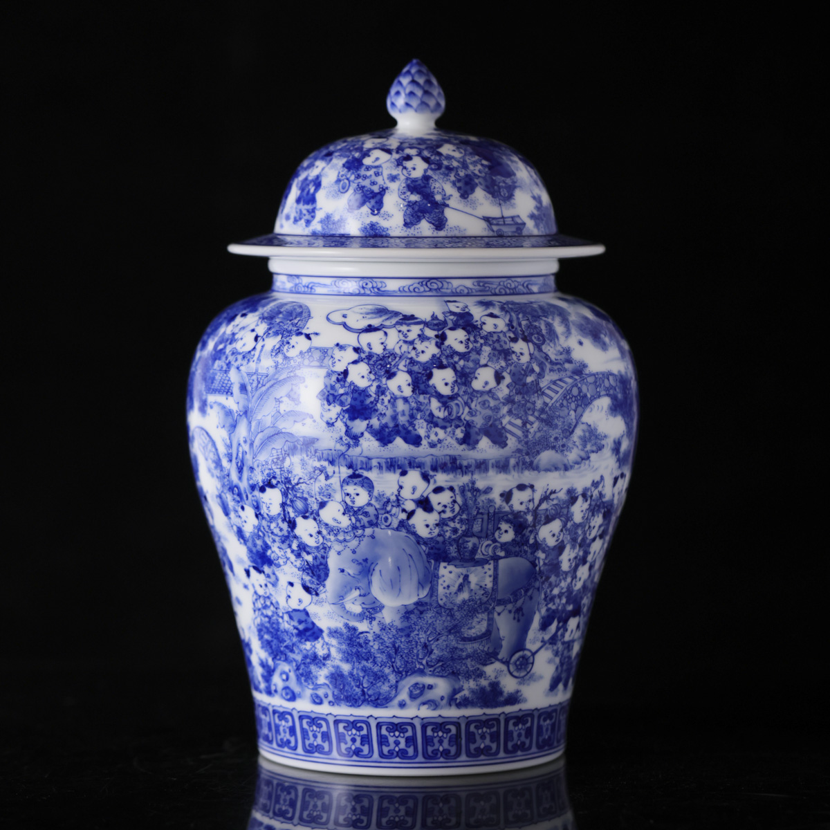 品牌：九段烧 品名：九段妙手百子将军罐 尺寸：高24cm口径9cm