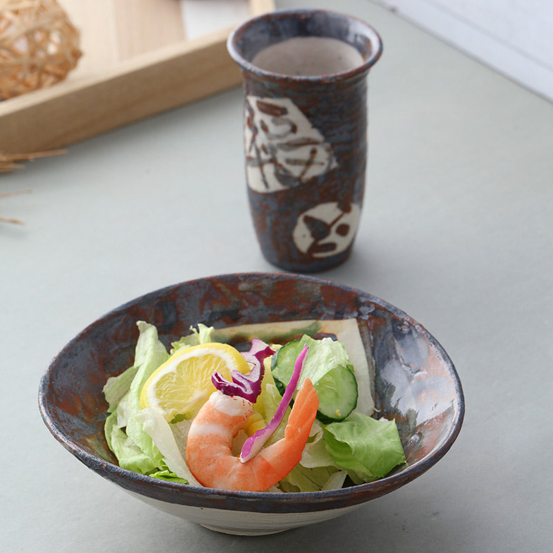 中恒连次日本进口鼠志野福寿系列茶杯酒杯沙拉碗小菜碗