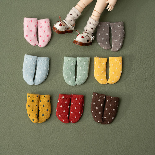 ob11娃衣短袜中袜斑点纹袜子12分bjd娃娃衣服Molly素体