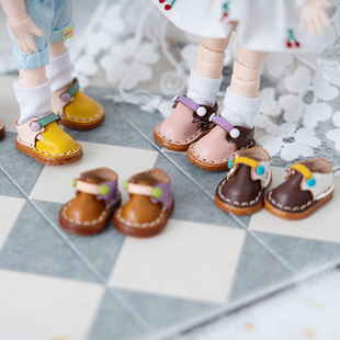 ob11娃鞋 ob11娃衣 手工牛皮鞋彩虹鞋子 P9素体 12分bjd娃