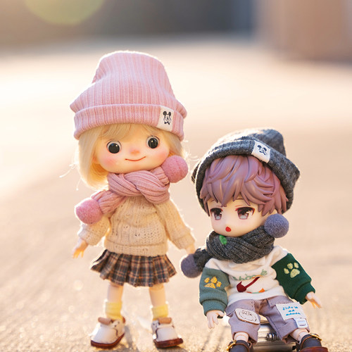 ob11娃衣帽子围巾套装1/12分bjd娃娃衣服素体娃衣阿巳2.03.0 茉莉