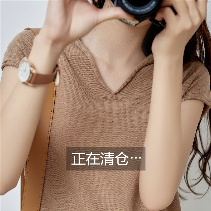 Ïļ¾ÃÞÂévÁìÕëÖ¯¶ÌÐäTÐôÅ®¿íËɱùË¿°ëÐäÉÏÒÂÑÇÂé´òµ×ÉÀ2019п