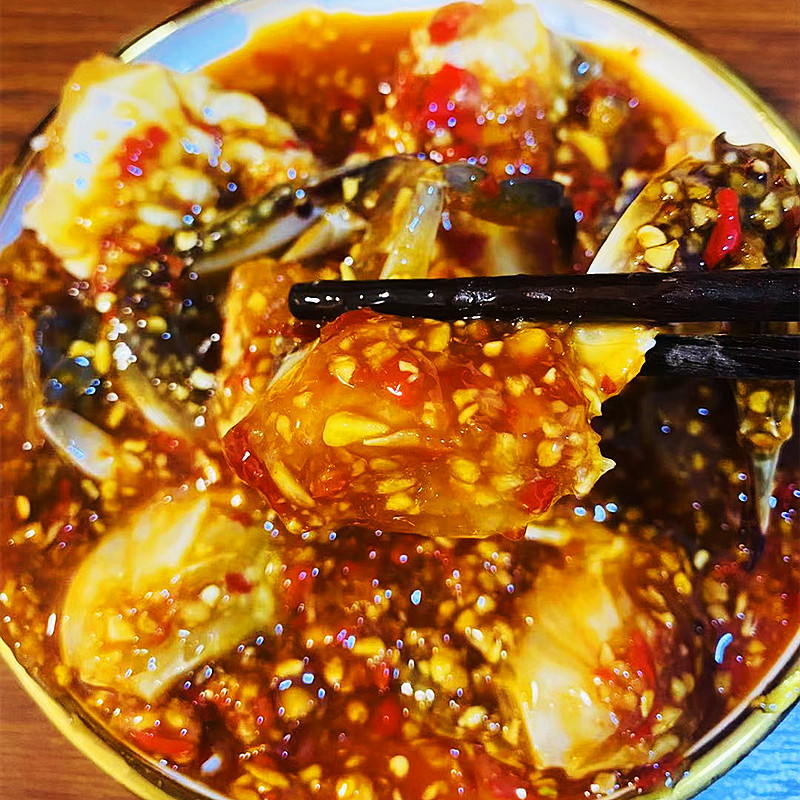 网红泰式酱蟹块泰式风味梭子蟹飞蟹生吃酱蟹冻蟹350/盒