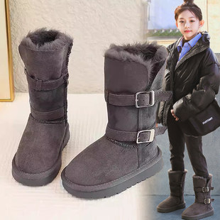 官网C&K女童雪地靴加绒儿童长筒靴春季2026新款女孩高筒靴子保暖