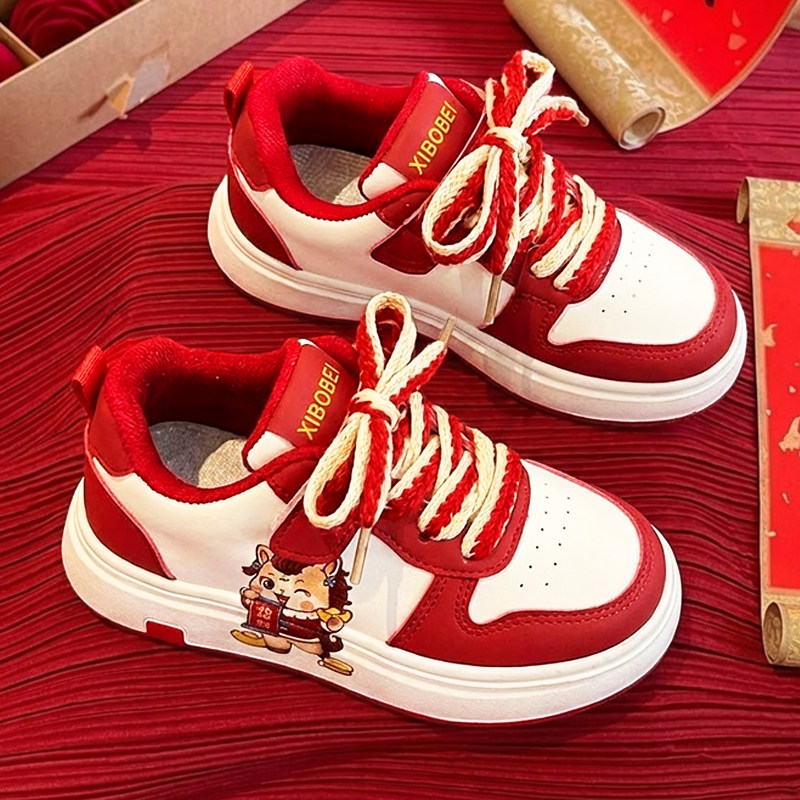 官网C&K男童鞋子春季2026新款儿童红色本命年运动鞋软底休闲板鞋