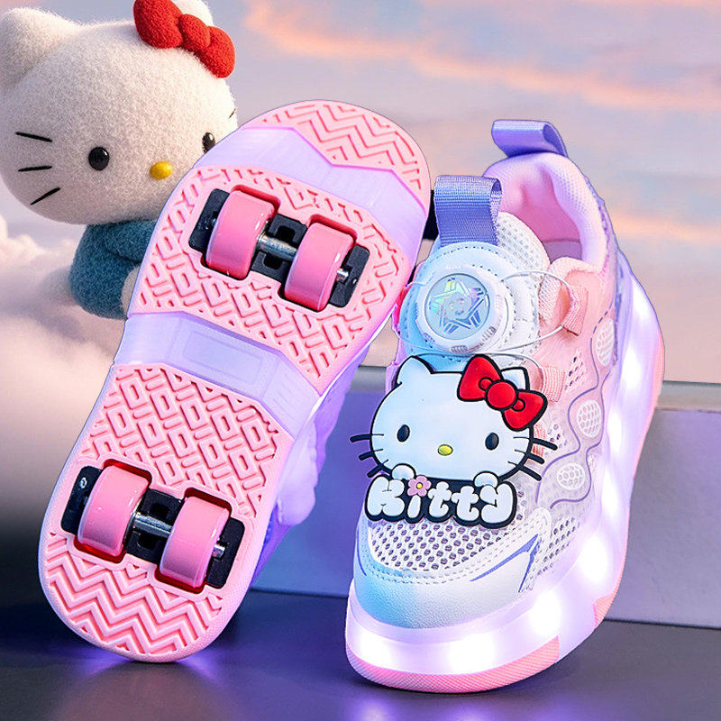 官网C&K女童暴走鞋夏季新款透气儿童溜冰鞋四轮隐形小女孩滑轮鞋