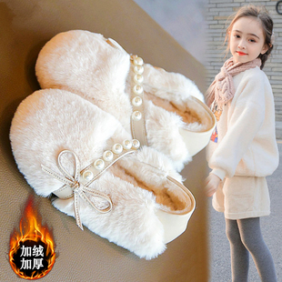 官网C&K女童棉拖鞋加绒冬季新款儿童保暖棉鞋软底女孩公主毛毛鞋