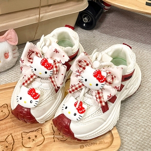 官网C&K红色女童鞋子2026春季新款儿童软底运动老爹网鞋女孩轻便