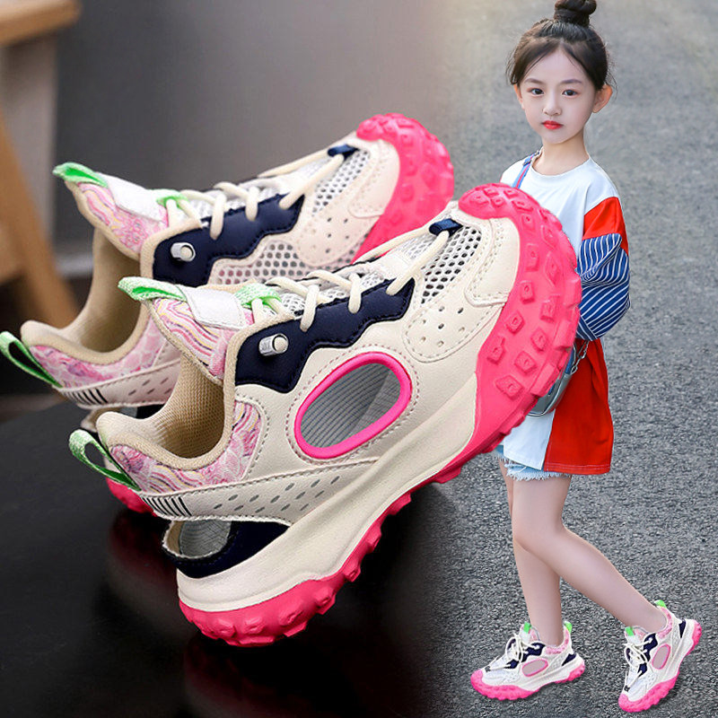 官网C&K女童鞋运动凉鞋2026新款夏季软底儿童单网鞋女孩透气镂空