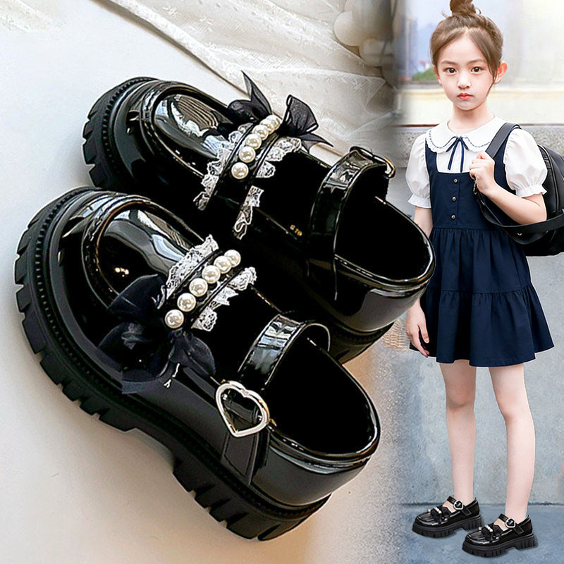 官网C&K女童鞋子黑色小皮鞋2026新款春季时尚软底儿童公主鞋女孩