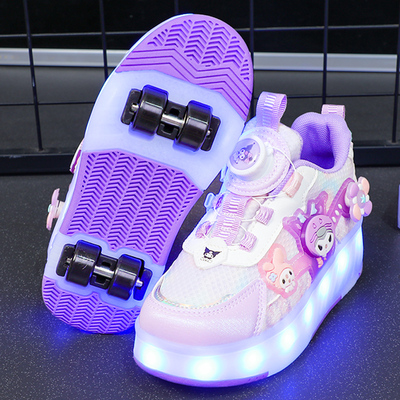 女童溜冰鞋冬季2026新款儿童暴走轮滑鞋闪灯公主四轮爆走鞋可收缩