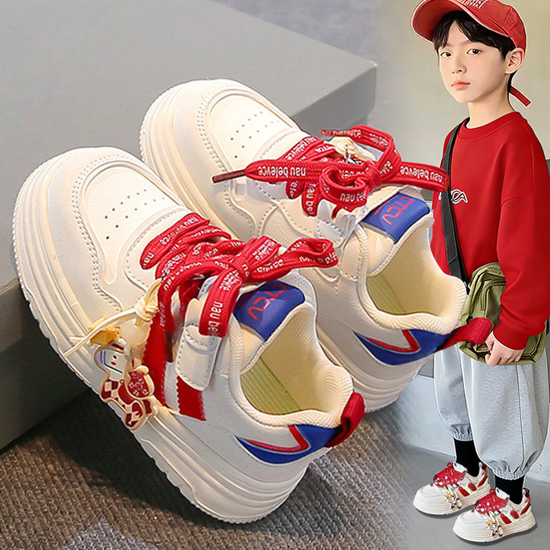 官网C&K男童鞋子儿童板鞋2026新款春季软底红色小白运动鞋男孩潮