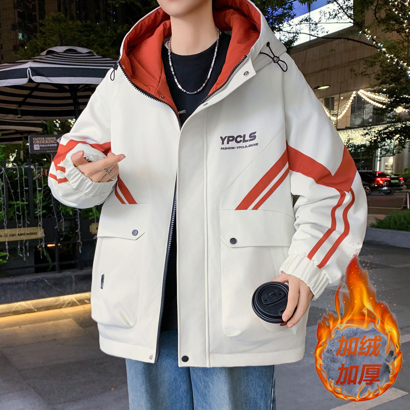 欧启初中生男加厚保暖工装棉衣