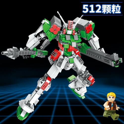 暴风机甲带人仔积木玩具