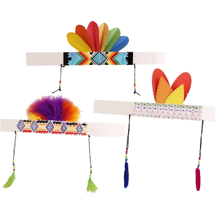 感恩节活动手工diy印第安人羽毛头环儿童幼儿园头饰帽子制作材料