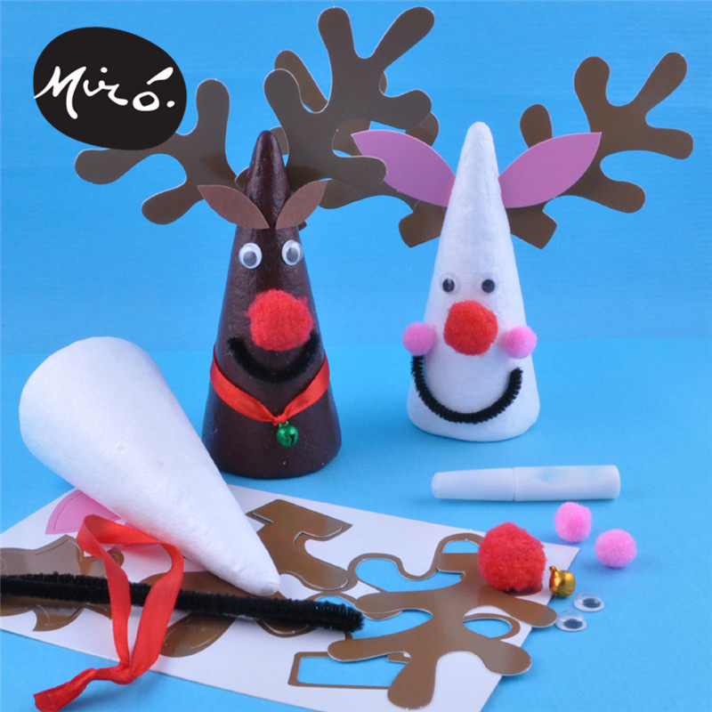 mei ke 保利龙涂色圣诞小鹿 幼儿园创意儿童手工diy 创意材料制作
