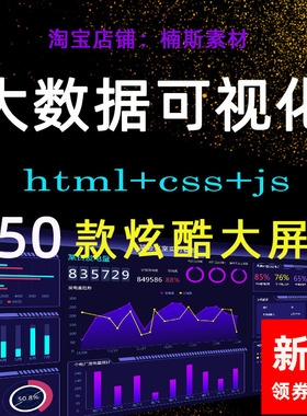 大数据可视化html+css+js源码前端大屏ui模板科技展示看板 50款