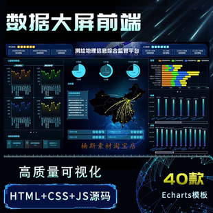 数据可视化模板数据大屏html可视化前端echarts图表静态网页模板