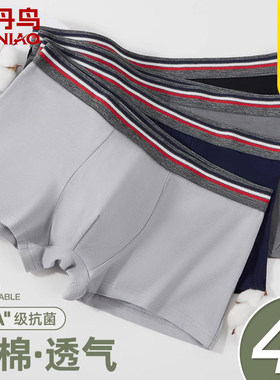 健丹鸟内裤男四角裤纯棉抗菌裆透气大尺码个性潮裤头印花四角裤短
