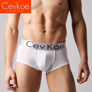 CevKoe裤四莫尔U凸纯气裤中ν四短男士内角裤代棉透安全腰ckν角