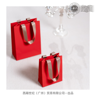 ins风高级感触感纸口红戒指盒手表盒眼镜盒简约大红色迷你礼品袋