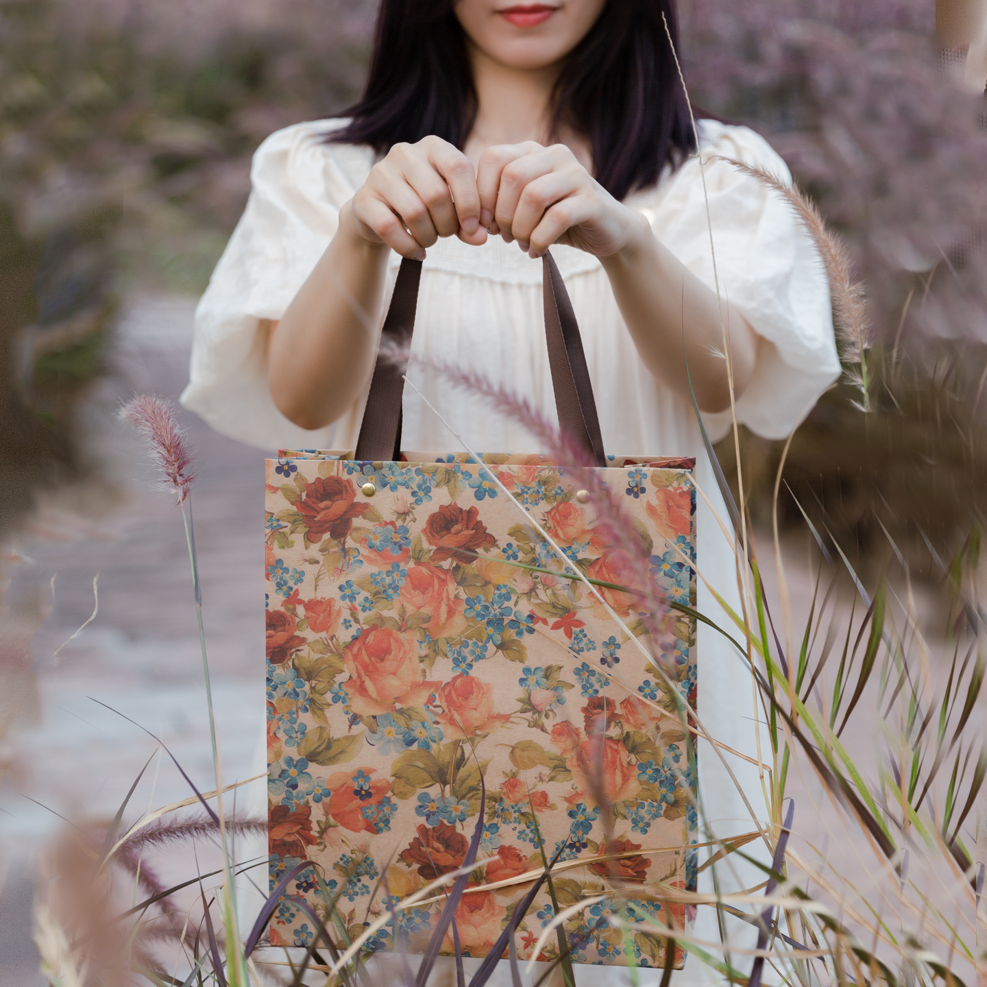 ins风复古玫瑰花生日礼品纸袋