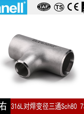 316L对焊变径三通Sch80S73-325不锈钢工业滚砂固溶天佑管业件202