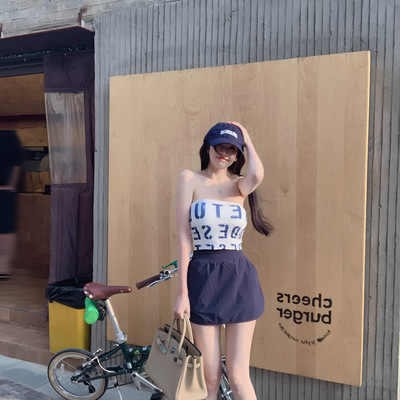 Nane南一 自制款心动玛丽苏纯欲裹胸抹胸+运动防晒高腰弹力裤裙