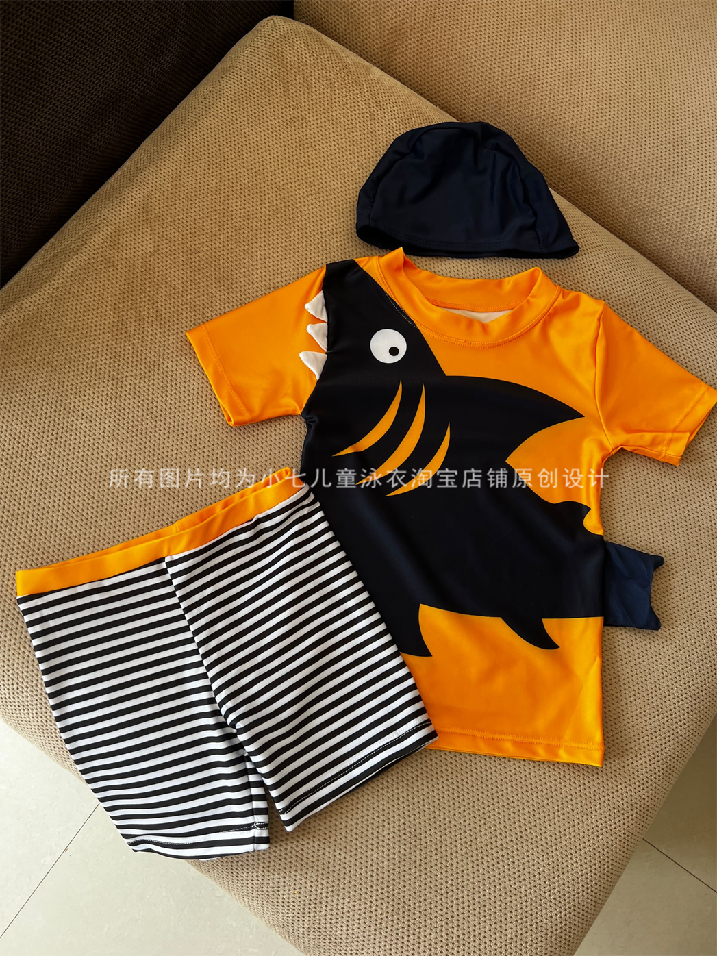 男童分体泳衣三件套夏季短袖短裤卡通速干大中小童婴幼儿沙滩温泉