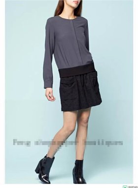 PAUL&JOE SISTRE 灰色黑色拼接设计后背镂空长袖上衣外套休闲通勤