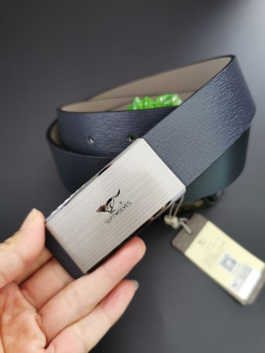 七匹狼皮带男士真皮平滑扣腰带正品高档品牌牛皮裤带韩版3.3㎝宽