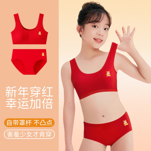 12岁女孩本命年内衣内裤套装纯棉