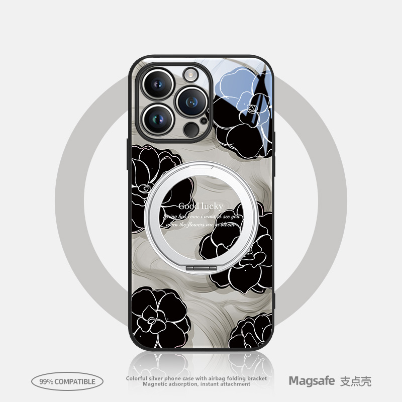 晕染玫瑰适用苹果手机壳简约时尚