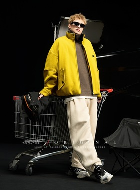 宽松美式羽绒服男士冬季新款加绒加厚短款立领痞帅保暖运动外套