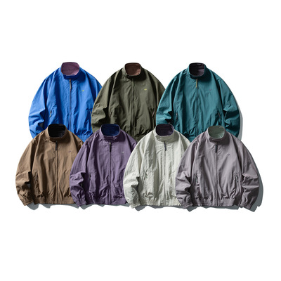 潮牌美式户外机能撞色立领潮流防泼水宽松双面穿夹克外套男女款