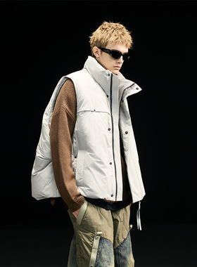 冬季新款加绒加厚羽绒背心保暖马甲休闲情侣同款外套上衣宽松大码