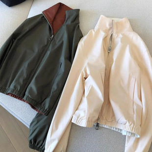 意奢双面穿 6325 美拉德老钱风防风防水针织飞行夹克短外套