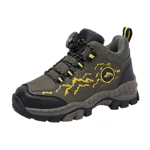 儿童登山鞋男童户外徒步运动鞋2025新款春秋款皮面防水防滑大童鞋