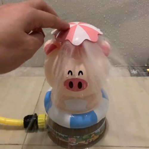小猪花洒飞天旋转会起飞戏水玩具