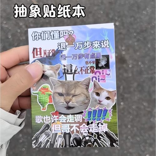 抽象贴纸本搞怪小猫手账贴画本