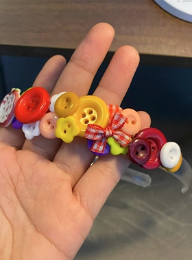 彩色纽扣发箍diy发卡高级感甜美