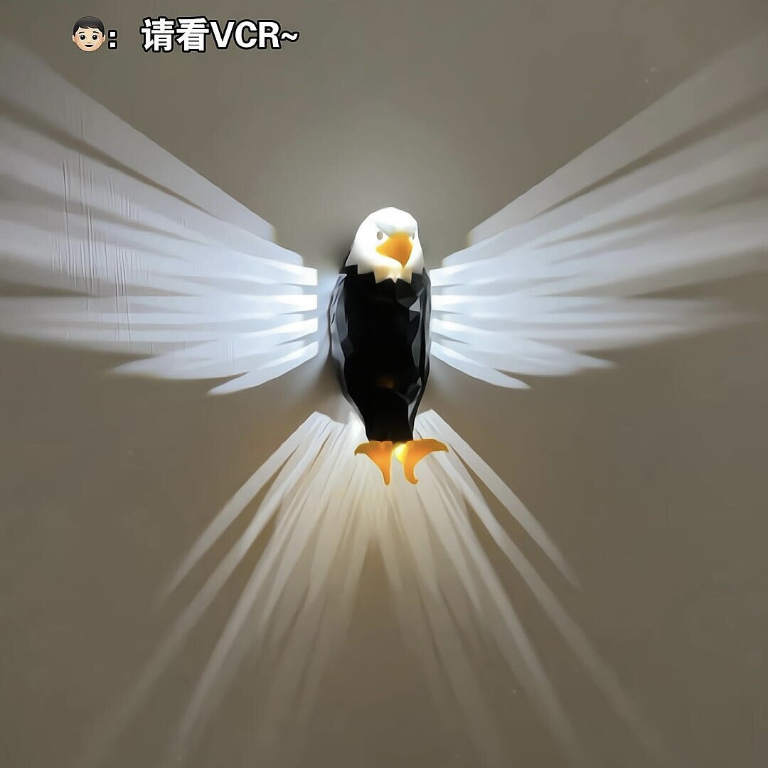 老鹰壁灯3d打印没有翅膀的鸟猫头鹰投影灯氛围灯led简约装饰小灯