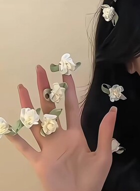 白色茉莉花发夹编发点缀头饰超仙立体侧边夹刘海夹发饰送朋友礼物