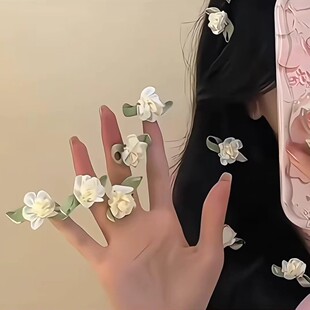白色茉莉花发夹编发点缀头饰超仙立体侧边夹刘海夹发饰送朋友礼物