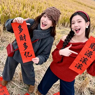 新年拍照道具手持小对联喜庆横幅春节马年氛围布置装饰品出片神器