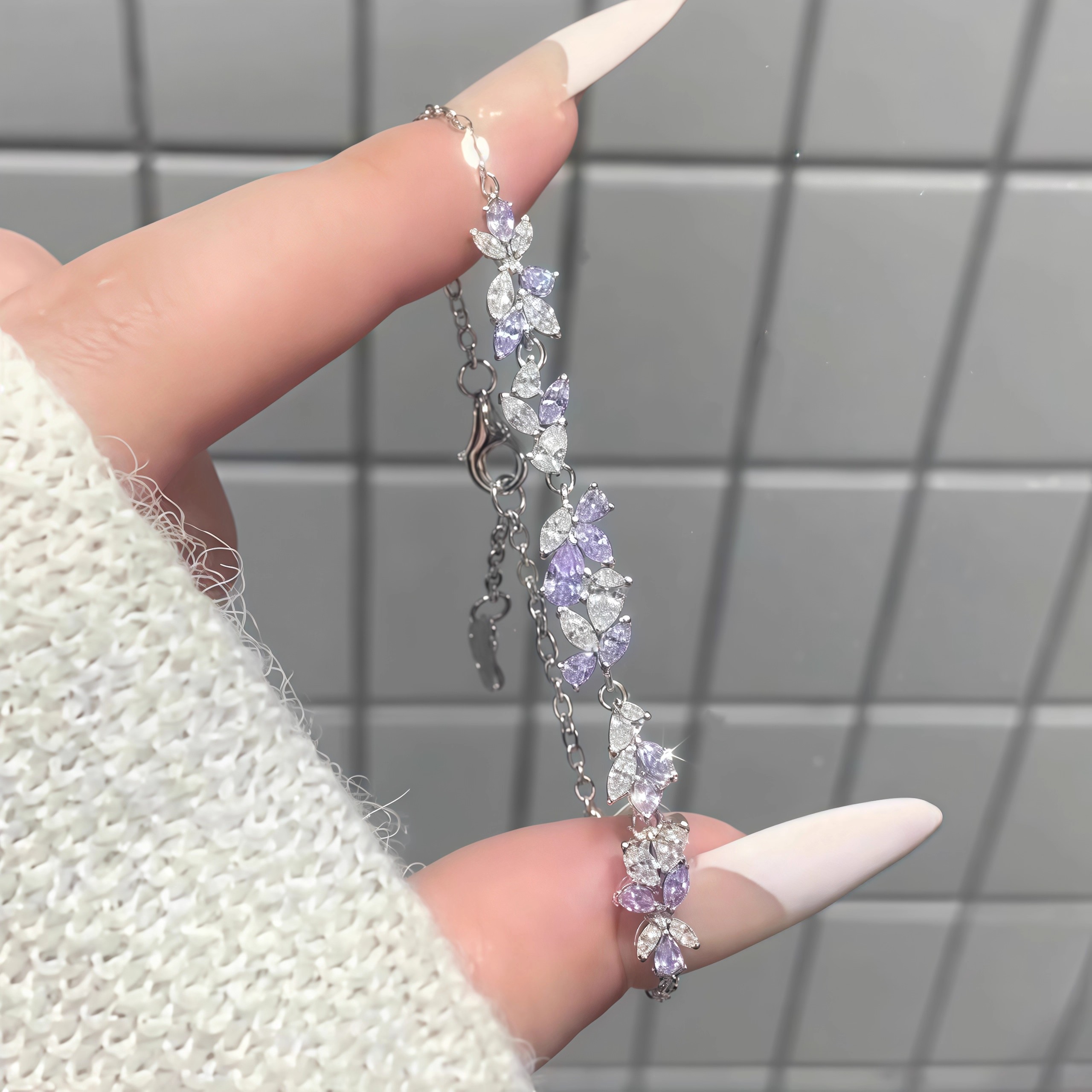 紫藤花手链轻奢小众高级感花朵